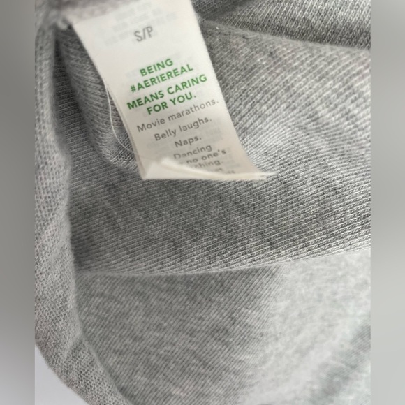 Aerie Polo Collar Light Gray Cropped Long-sleeve - Picture 7 of 7